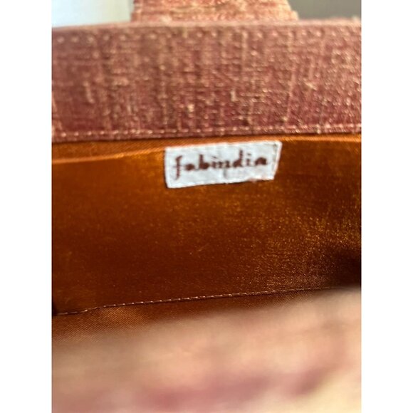 Fabindia Bronze Silk Evening Clutch With Embellished Clasp Exotic Elegant - Picture 6 of 8
